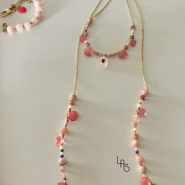 collier Passion sunstone, et chaine plaqué or