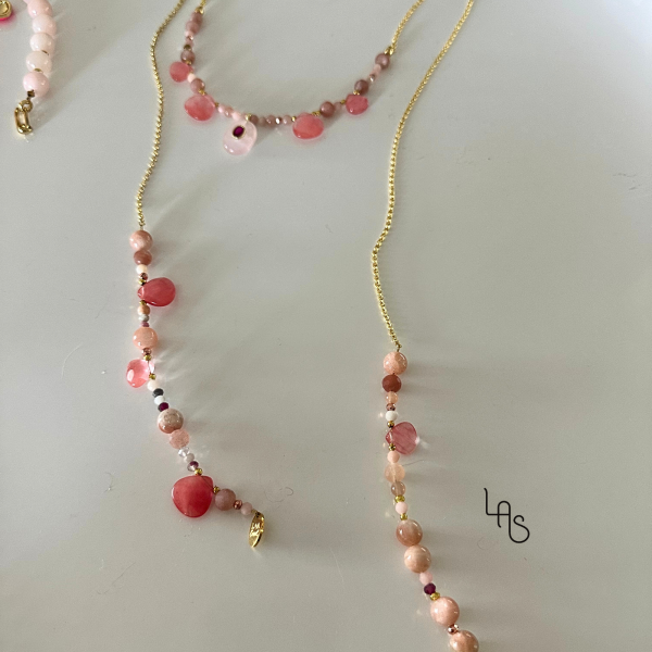 collier Passion sunstone, et chaine plaqué or