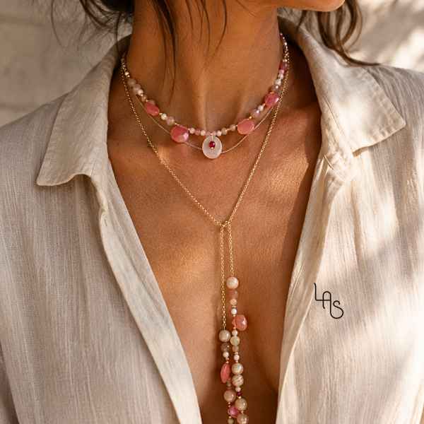 collier Passion sunstone, et chaine plaqué or